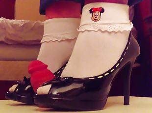 Angel heels frilly socks heeljob