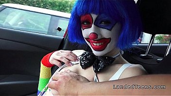 Girl fucks clown money