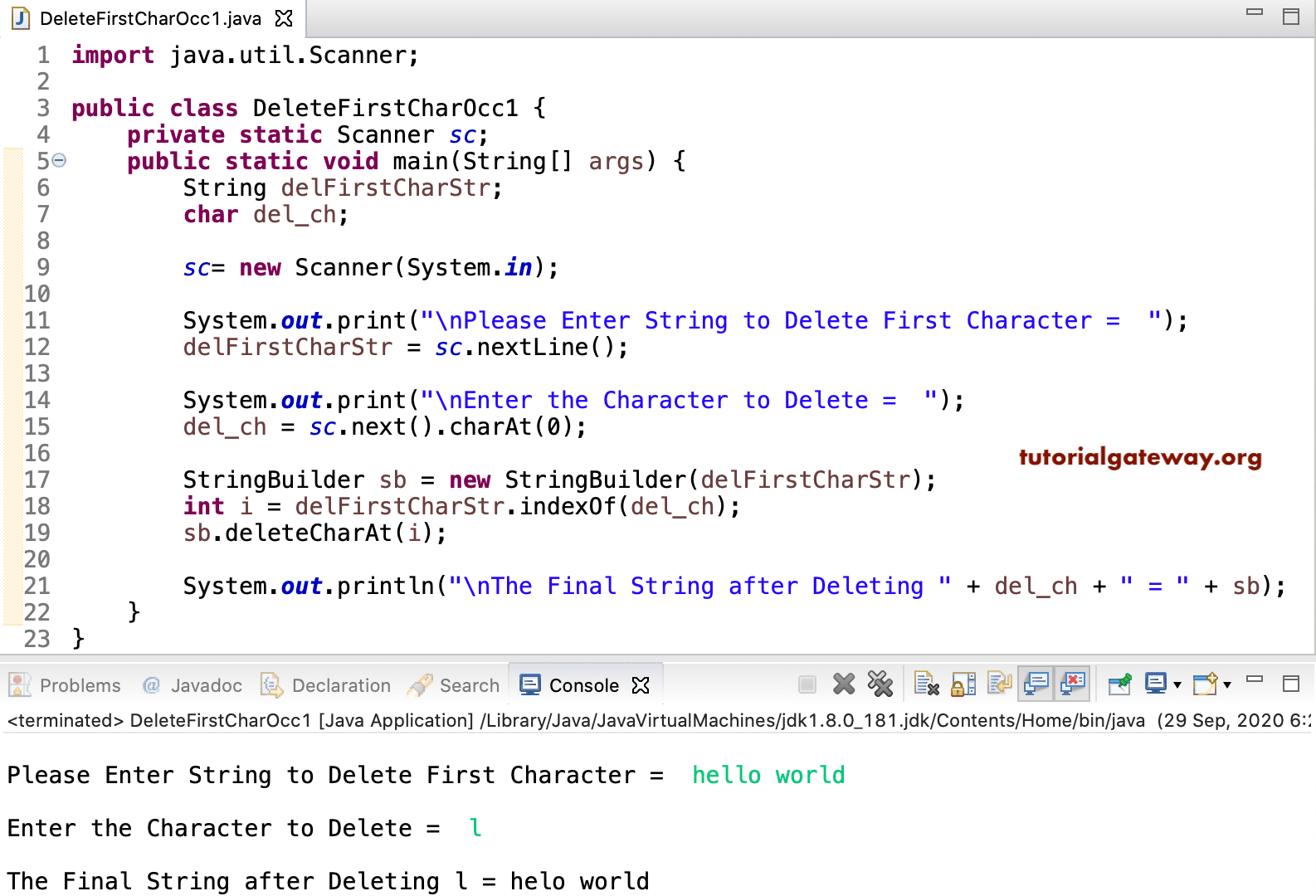 Java strip characters