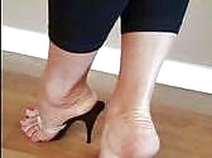 Mature feet high heel sandals