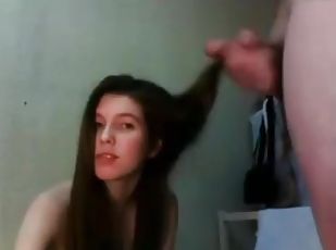 Sexy teen give hairjob hair